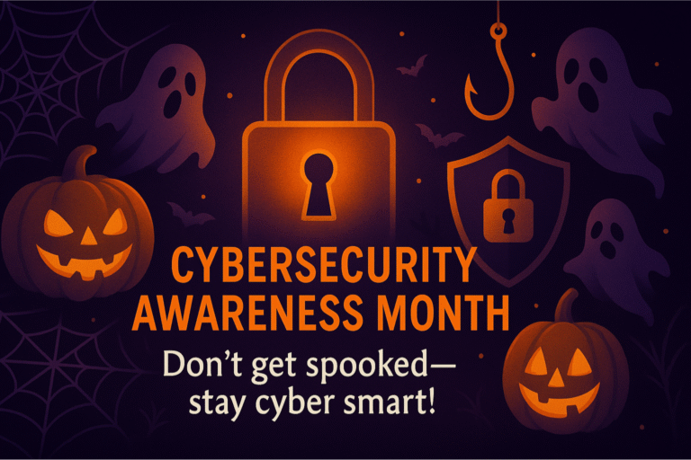 Spooky scene with purple and orange and pumpkins and ghosts